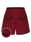 Rote 1950er elastischer Taille Shorts