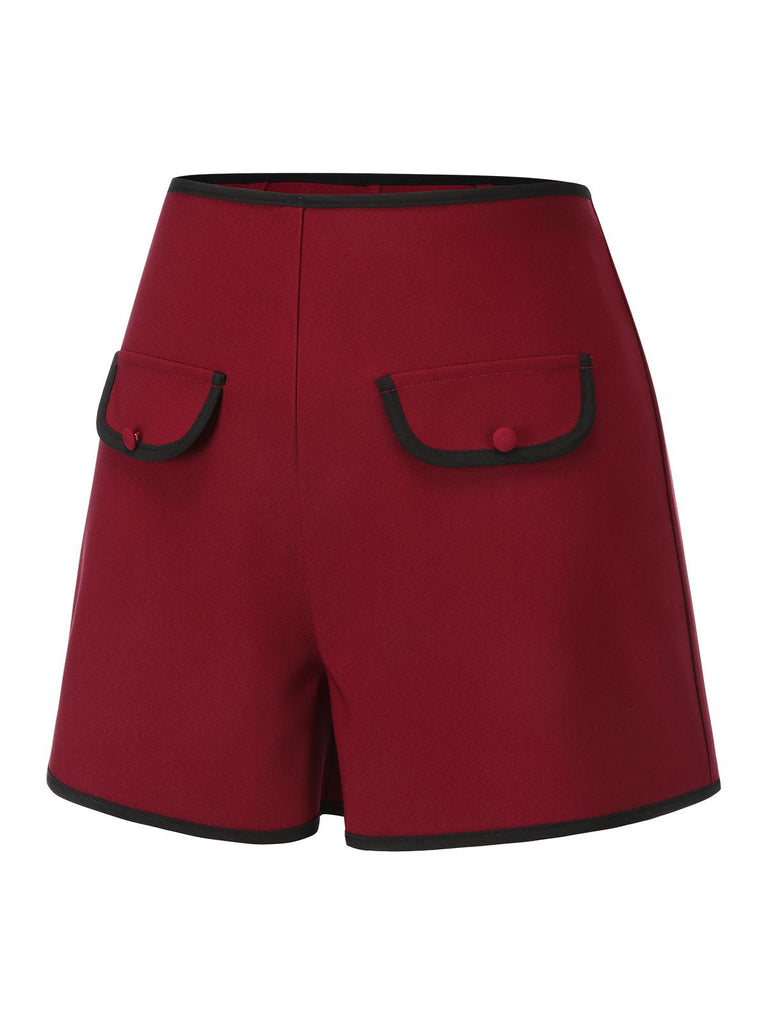 Rote 1950er elastischer Taille Shorts