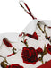 Roter 1950er Floral Strap Patchwork Romper
