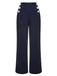 Dunkelblaue 1950er Solid Button Straight Hose