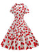 [Vorverkauf] 1950s Cherry Sweetheart Kleid mit kurzen Ärmeln und Spitze