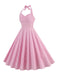 Rosa 1950er Streifen Halter Swing Kleid