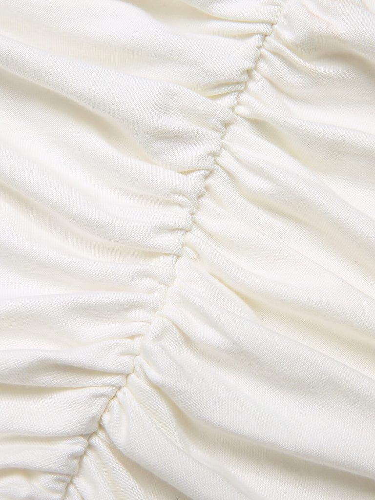 Weißes 1950er Trägerhemd mit Falten