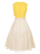 Gelbes 1950er Daisy Bowtie Patchwork Kleid