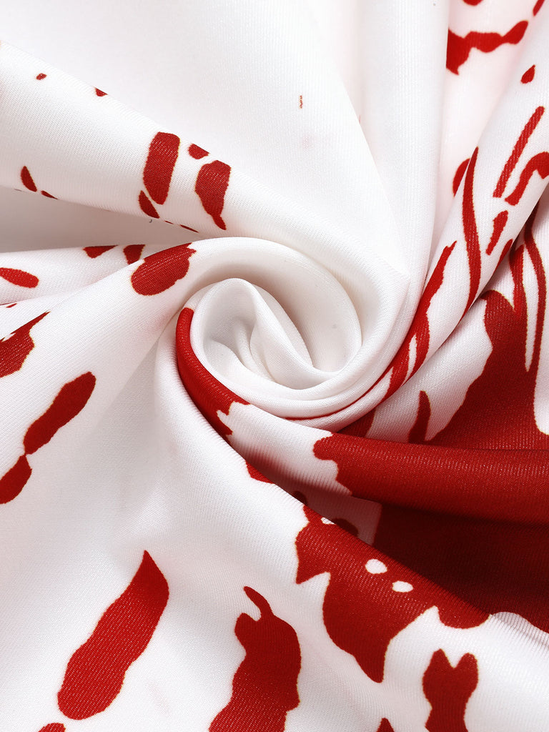 Rot-weißes 1950er Halloween-Blutkleid