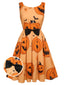 Orangefarbenes ärmelloses 1950er Halloween-Kleid mit Perlenstickerei