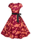 Rotes 1950er Halloween Geisterkleid mit Schleife