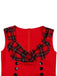 Rot-schwarzes 1950er Kariertes Kleid mit V-Ausschnitt