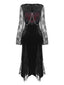 Schwarzes 1960er Halloween-Schlitz-Spitzenkleid