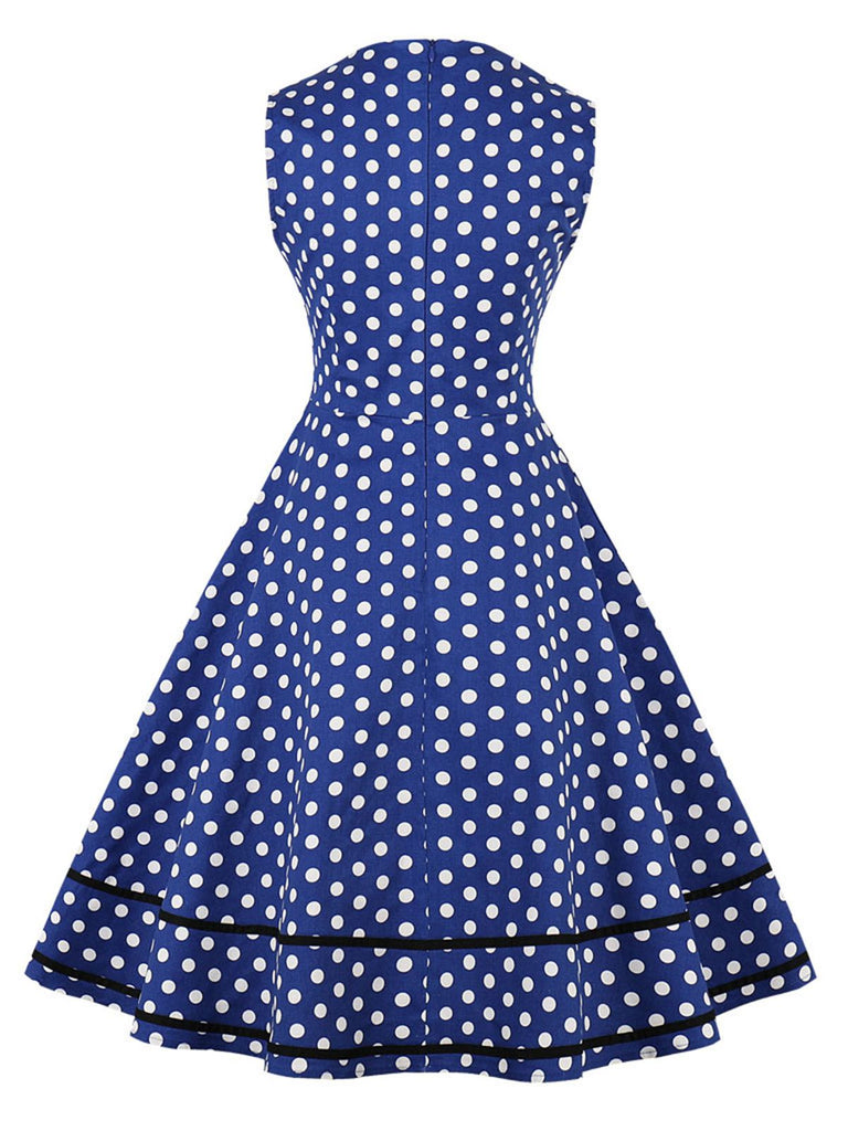 1950er Retro Polka Dot Bogen Patchwork Kleid