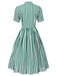 Dunkelgrün 1950er Krawattenausschnitt Gestreiftes Kleid