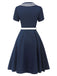 Dunkelblau 1950er Sailot Style Zweireihiges Kleid