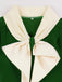 1940er Farbe Kontrast Knopf Revers Schleife Kleid