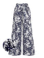 Marineblaue 1960er Blumen Hose mit weitem Bein