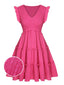 Rosa 1960er V-Ausschnitt Plissee Rüschen Kleid