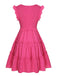 Rosa 1960er V-Ausschnitt Plissee Rüschen Kleid