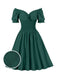 [Vorverkauf] 1950er Solid Smocked Taille Off-Shoulder Kleid