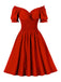 [Vorverkauf] 1950er Solid Smocked Taille Off-Shoulder Kleid