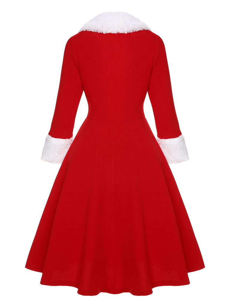 Rot-weißes 1950er Weihnachtsreverskleid