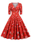 1950er Halloween Kleid mit V-Ausschnitt und mittellangen Ärmeln