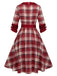 Rot 1950er Aufrollen Schottisch-kariertes Kleid