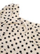 Beige 1960er Polka Dot Quadratischer Hals Puffkleid