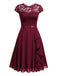 Rosa 1940er Rüschen Spitze Floral Solid Kleid