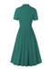 [Übergröße] 1950er Solider Reversknopf Swing-Kleid