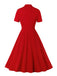 [Übergröße] 1950er Solider Reversknopf Swing-Kleid