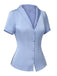 Blau 1950er Solide Revers Bluse