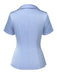 Blau 1950er Solide Revers Bluse