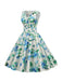 1950er V-Ausschnitt Blumenmuster Kleid