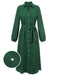 Grün 1960er Revers Lockerem Gürtel  Kleid