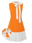Orange 1960er Crew-Schleifenknoten Ärmelloses Kleid
