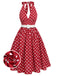 [Vorverkauf] Grün 1950er Polka Dot Halter Kleid