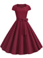 1950er Retro Solide Gürtel Swing Kleid