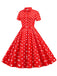 1950er Bogen Gestreiftes Kragen Punkten Swing Kleid