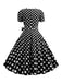 1950er Quadratischer Hals Kurze Ärmel Kleid