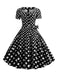 1950er Quadratischer Hals Kurze Ärmel Kleid
