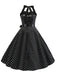 1950er Polka Dot Fliege Halter Swing Kleid