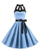 1950er Polka Dot Fliege Halter Swing Kleid