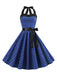 1950er Polka Dot Fliege Halter Swing Kleid