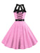 1950er Polka Dot Fliege Halter Swing Kleid