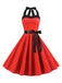 1950er Polka Dot Fliege Halter Swing Kleid