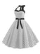 1950er Polka Dot Fliege Halter Swing Kleid