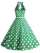 1950er Halter Polka Dot Print Swing Kleid