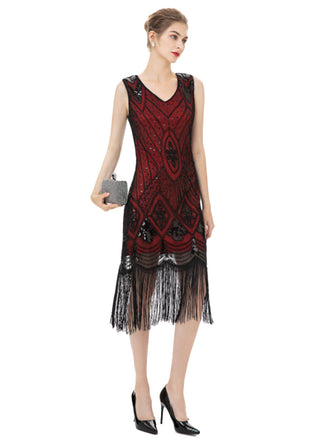1920er Pailletten Quasten Charleston Kleid