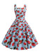1950er Riemen Strawberry Polka Dots Ärmelloses Kleid