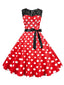 1950er Polka Dot Spitze Patchwork Kleid