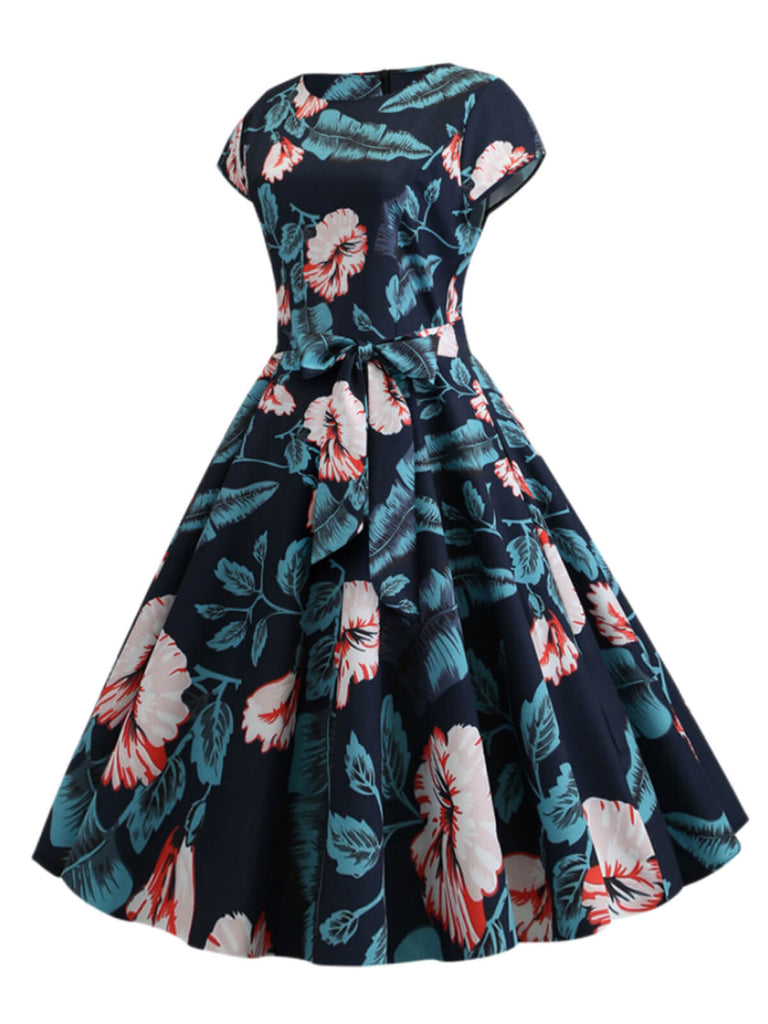 1950er Retro Blumen Swing Kleid